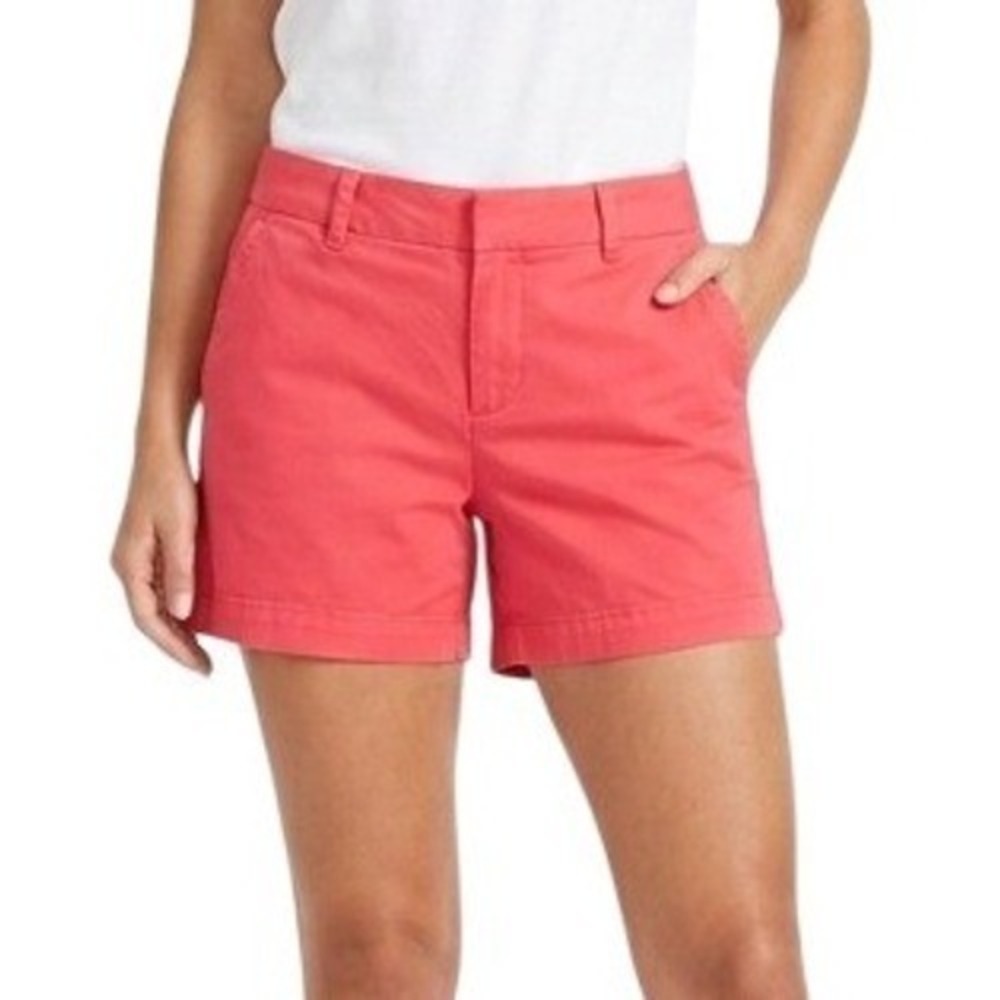Tommy Hilfiger Shorts Womens 6 Coral Pink Twill Chino Flat Front Pockets Casual